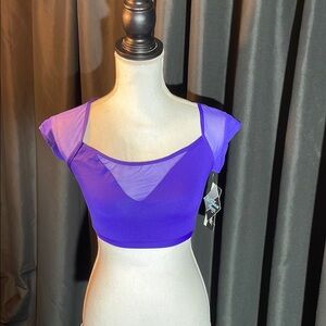 NWT- Vibrant Purple Sheer Crop Top